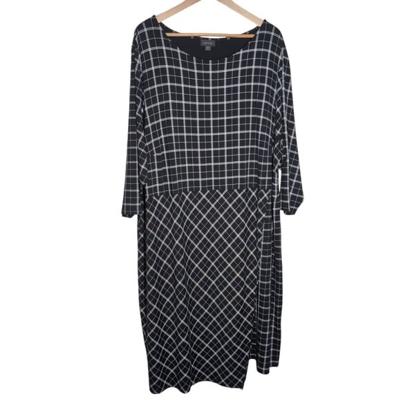 J. Jill Wearever Collection Dress Womens 4X Black White Checked Geometric - Picture 1 of 7